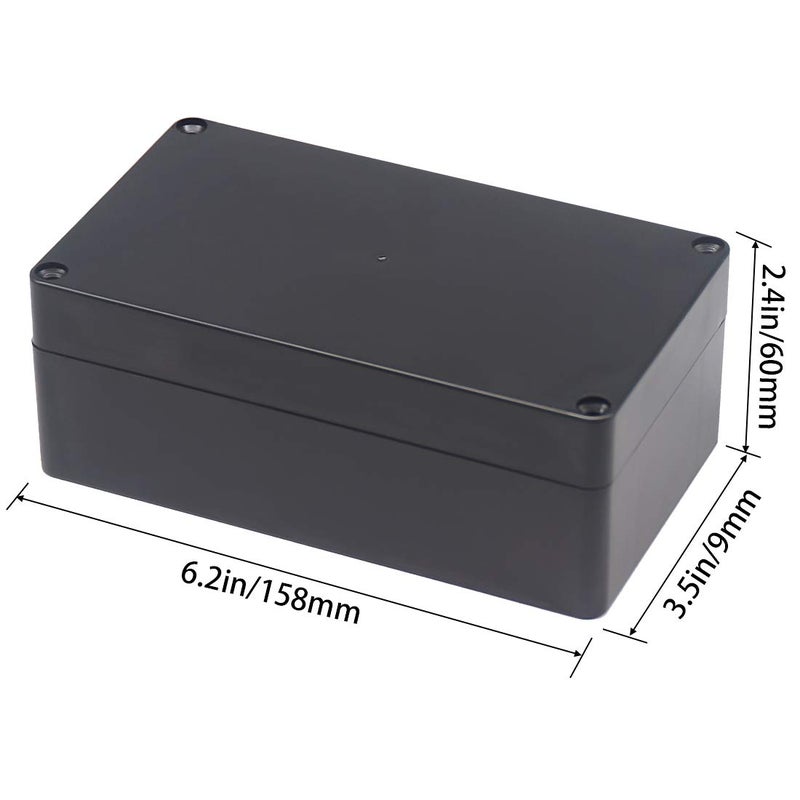 Zulkit Junction Box, Zulkit Project Box IP65 Waterproof Outdoor Box ABS Plastic Electrical Boxes Electronic Enclosure Black 6.22 x 3.54 x 2.36 inch (158 x 90 x 60 mm)(Pack of 2) - Image 2